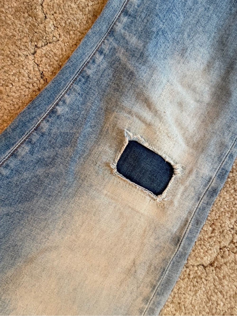 Denham Jeans Light Blue Boyfriend Jeans with Dark Patch Details - Picture 3 of 15